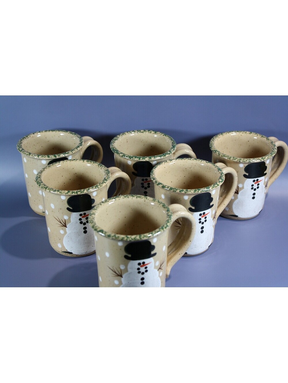 Vintage Snowman Ceramic Mugs – Set of 6